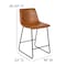 Flash Furniture 24" LeatherSoft Counter Height Barstools, Light Brown, PK2 2-ET-ER18345-24-LB-GG - alternate 7